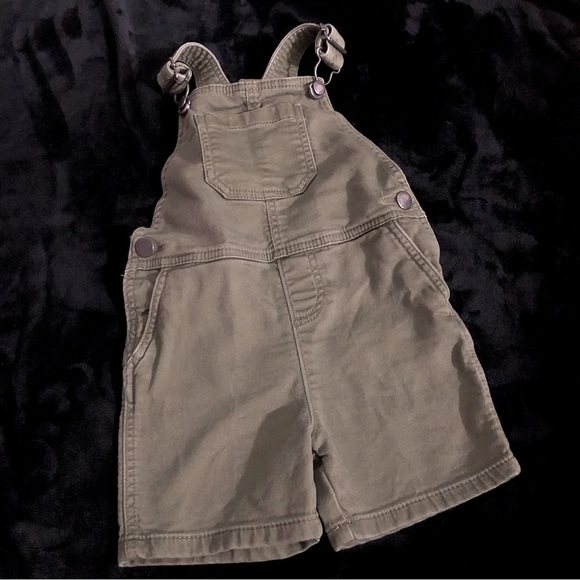 Olive Green Jean Overall Shorts | 2T | EUC - Picture 1 of 4